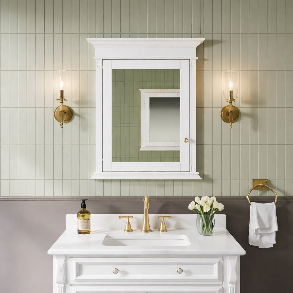 Forclover Fully Assembled 26 In W X 32 In H Rectangular Recessed Mount Solid Wood Medicine Cabinet With Mirror Blum Hinges