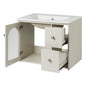 Polibi 30 in W Single Sink Bath Vanity in Black with White Ceramic Top 2 Soft close Doors and Double tier Deep Drawer