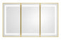 HOMEIBRO 60 in W x 32 in H Large Rectangular Gold Wall Mount LED Lighted Medicine Cabinet with Mirror