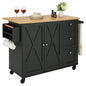 Kitchen Island Cart, Rolling Storage Cabinet on Wheel, Kitchen Cart with Drawer and Shelves, Black 197988217893 VEVOR