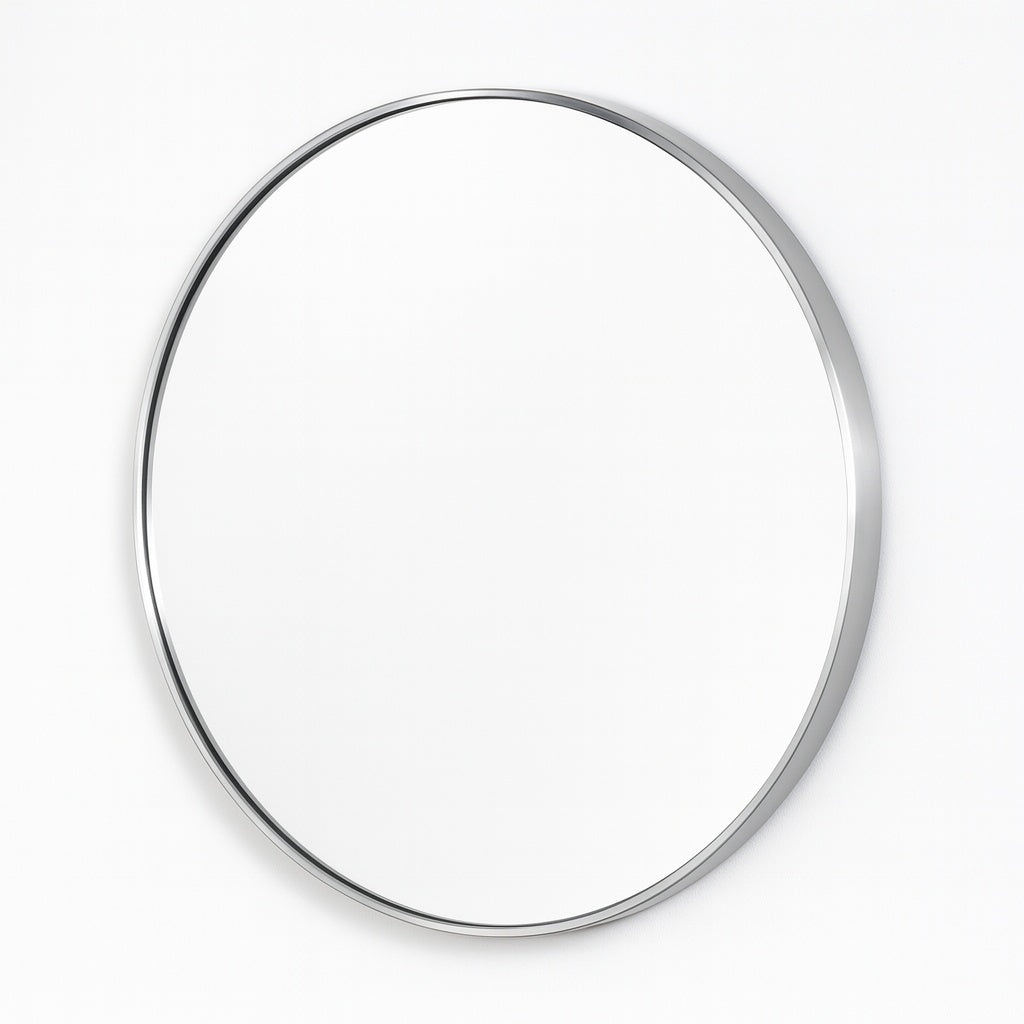 40 in w x 40 in h Medium Round Metal Framed Modern Wall Mounted Bathroom Vanity Mirror in Brush Nickel hd Yxjsk R100BS