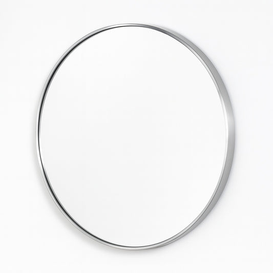 40 in w x 40 in h Medium Round Metal Framed Modern Wall Mounted Bathroom Vanity Mirror in Brush Nickel hd Yxjsk R100BS