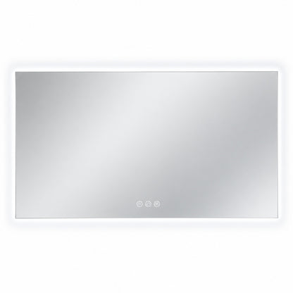 KIOTEE 60 in W x 30 in H Rectangular Frameless Super Bright Backlited LED Anti Fog Tempered Glass Wall Bathroom Vanity Mirror