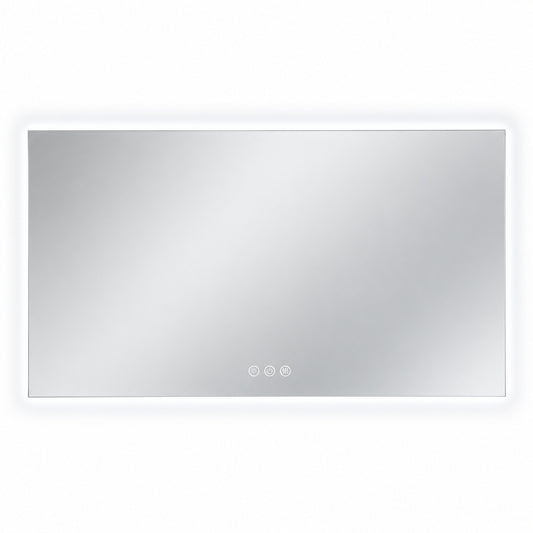 KIOTEE 60 in W x 30 in H Rectangular Frameless Super Bright Backlited LED Anti Fog Tempered Glass Wall Bathroom Vanity Mirror
