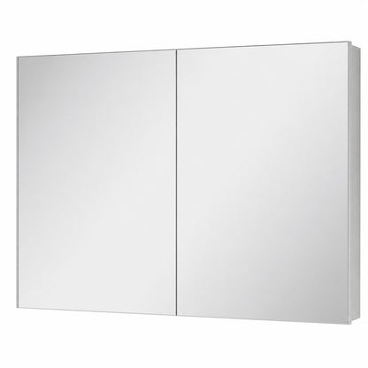 KeonJinn 40 in W x 32 in H Rectangular Frameless Aluminum Silver Recessed or Surface Mount Medicine Cabinet with Mirror HD PZJG 10181SI