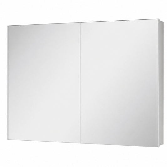 KeonJinn 40 in W x 32 in H Rectangular Frameless Aluminum Silver Recessed or Surface Mount Medicine Cabinet with Mirror HD PZJG 10181SI