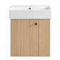Virubi Modern 21 6 in W Floating Bath Vanity in Wood Color with White Ceramic Top and Right Side Storage