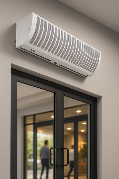 36 in Industrial Air Door Blower Dual Speed 1200 Cfm For Indoor Entryways Includes Robust Limit Switch Wall Mount