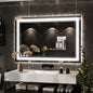 GLSLAND 47 6 in W x 31 5 in H Rectangular LED Light Anti Fog Frameless Wall Bathroom Vanity Mirror A476315NLEDWRT