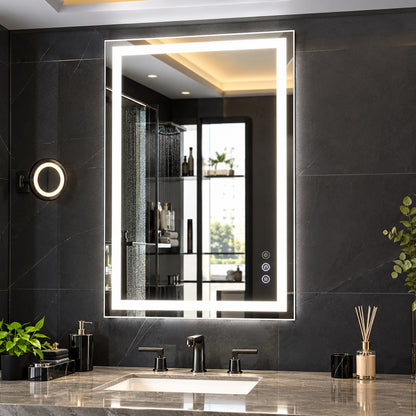 GLSLAND 47 6 in W x 31 5 in H Rectangular LED Light Anti Fog Frameless Wall Bathroom Vanity Mirror A476315NLEDWRT