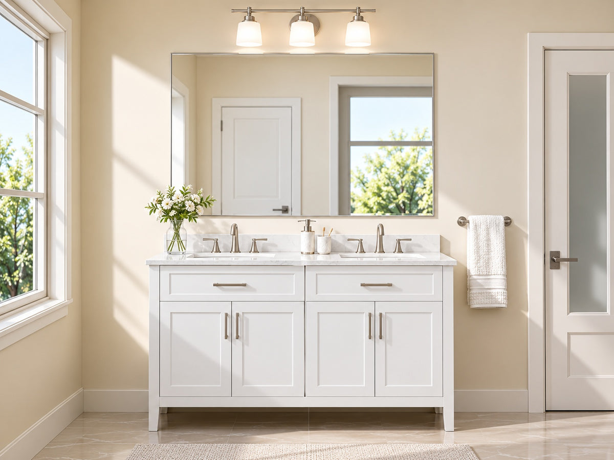 KeonJinn 40 in W x 30 in H Rectangular Beveled Frameless Wall Mount Bathroom Vanity Mirror Decorative Wall Accent Mirror HD WKJ FJ10176