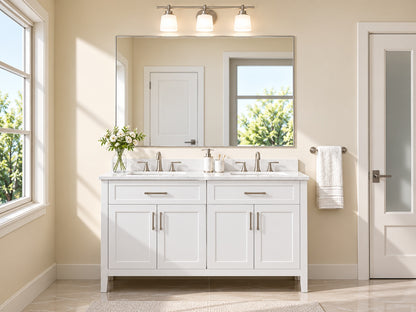 KeonJinn 40 in W x 30 in H Rectangular Beveled Frameless Wall Mount Bathroom Vanity Mirror Decorative Wall Accent Mirror HD WKJ FJ10176
