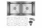 Boyel Living 31 in Undermount Kitchen Sink Daul Bowl 18 Gauge Brushed Sink Material with Drain Bottom Grid and accessories