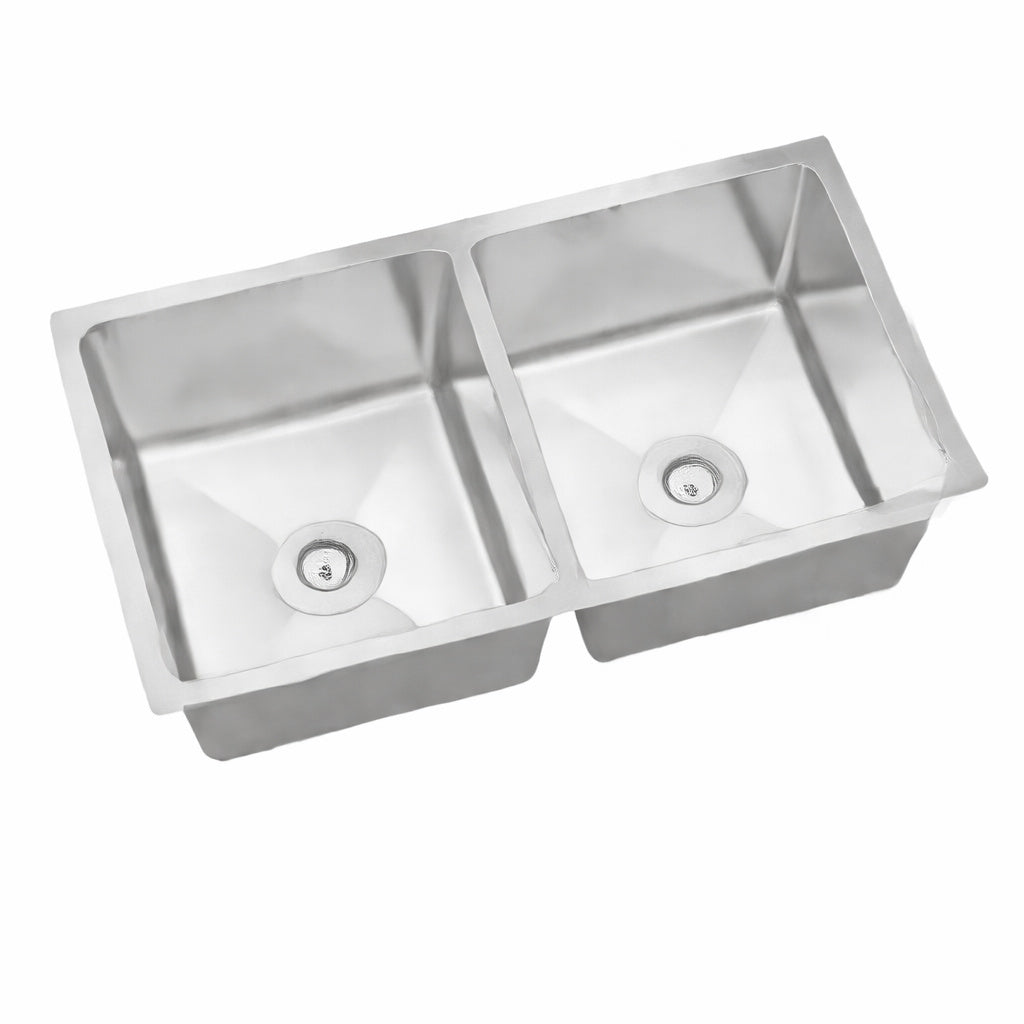 Boyel Living 31 in Undermount Kitchen Sink Daul Bowl 18 Gauge Brushed Sink Material with Drain Bottom Grid and accessories