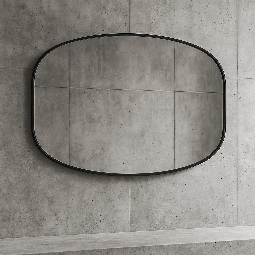 30 in. W x 48 in. H Black Oval Wall Mounted Aluminum Alloy Bathroom Mirror Decorative Mirror
