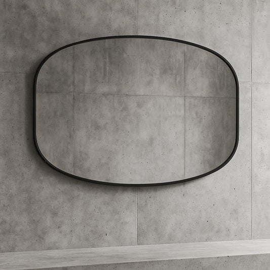 30 in. W x 48 in. H Black Oval Wall Mounted Aluminum Alloy Bathroom Mirror Decorative Mirror