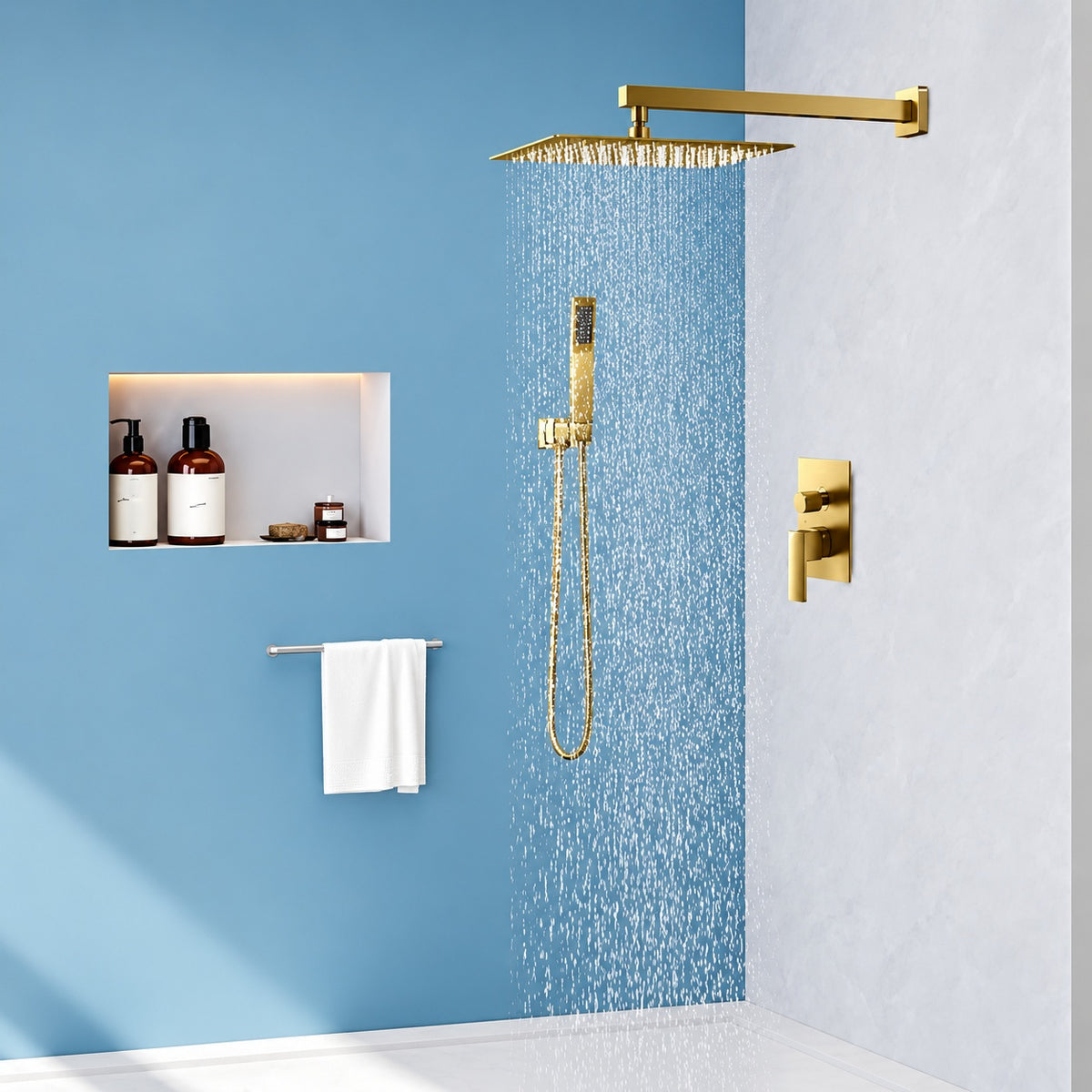FORIOUS PRO 10 in 2 Jet High Pressure Shower System with Handheld in Gold Valve Included H1D11G 10