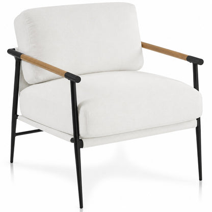 CHRISTOPHER KNIGHT HOME Varsts Modern Upholstered Accent Arm Chair with Wood and Metal Frame Beige