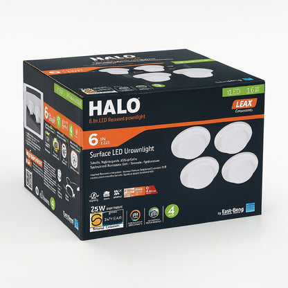 HALO 6 in Selectable CCT for Use in New Construction Remodel Retrofit Installation Integrated LED Downlight 4 Pack