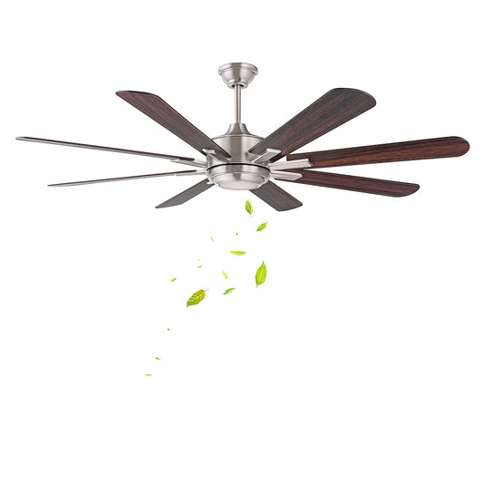 OUKANING Silver and Brown Modern Indoor 60 in. 6-Speed Reversibel Ceiling Fan with 3-Color Integrated LED and Remote