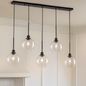 GoYeel Modern Contemporary 5-Light Black Globe Clear Glass Shade Hanging Pendant Light PL4005BK