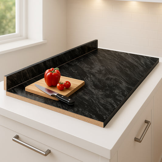 4 ft Straight Laminate Countertop All Inclusive Kit in Textured Sombra with Eased Edge and Loose Backsplash SRKIT165