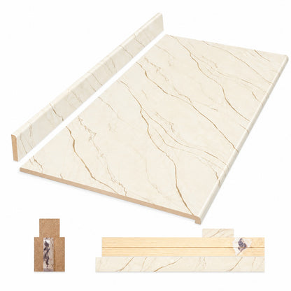 Hampton Bay 6 ft Straight Laminate Countertop All inclusive Kit in Etchings Oro Quartz with Eased Edge and Loose Backsplash