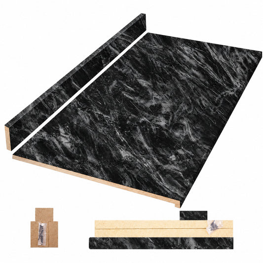 Hampton Bay 8 ft Straight Laminate Countertop All Inclusive Kit in Textured Sombra with Eased Edge and Loose Backsplash