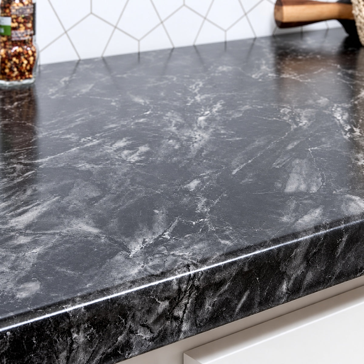 Hampton Bay 8 ft Straight Laminate Countertop All Inclusive Kit in Textured Sombra with Eased Edge and Loose Backsplash