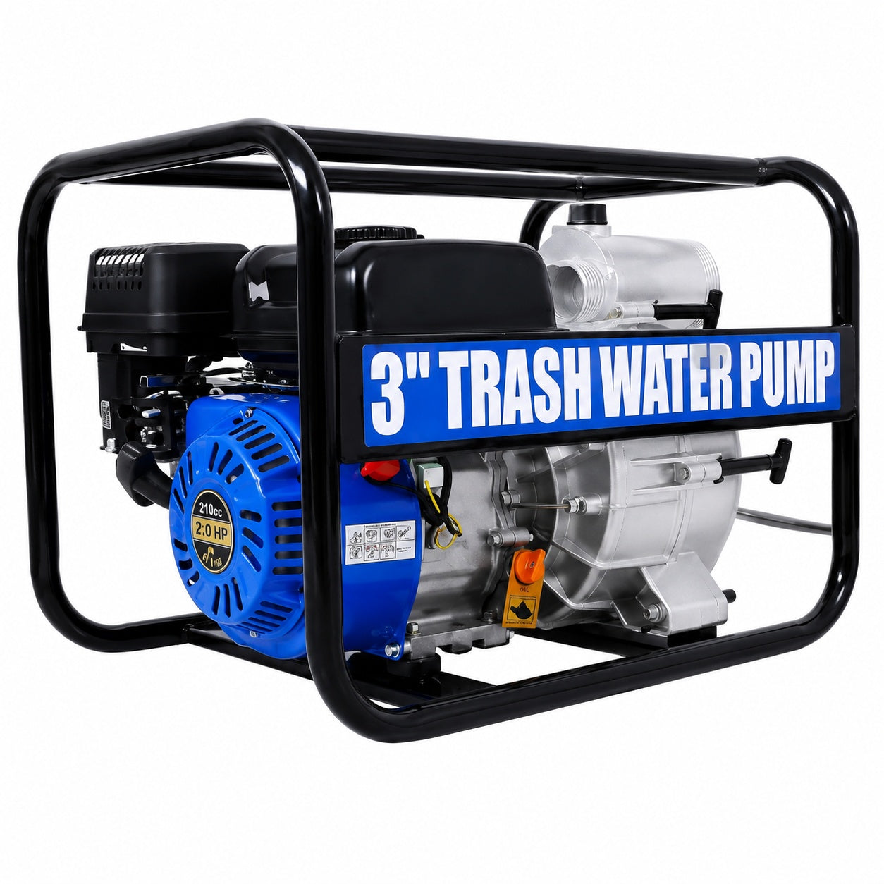 Tahanbath Trash Pump 3 in 209cc 7HP 4 Stroke OHV ENGINE Gas Powered Full Trash Water Pump 50 ft Discharge Hose