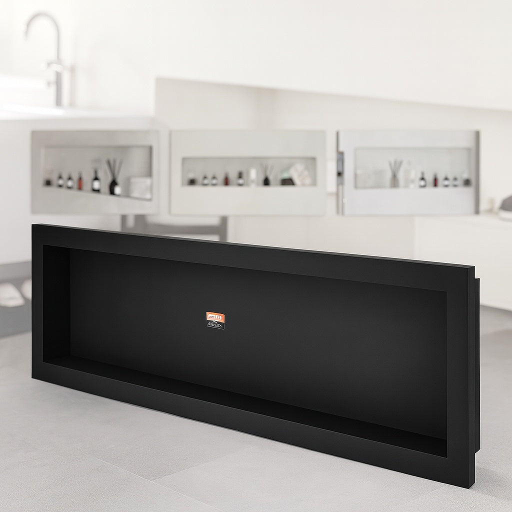 VEVOR 50 in W x 16 in H x 3 5 in D Shower Niche Ready for Tile Single Shelf Organizer in Black