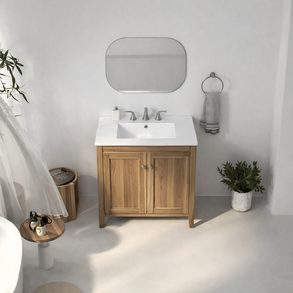Eridanus Tucson 30 in W x 18 in D Vitreous China Single Sink Vanity Top in White with 3 Faucet Holes 8 in Widespread