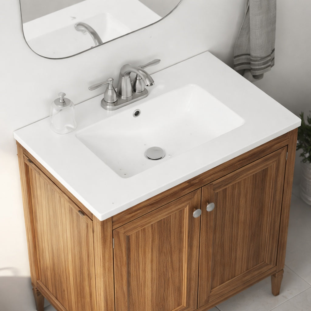 Eridanus Tucson 30 in W x 18 in D Vitreous China Single Sink Vanity Top in White with 3 Faucet Holes 8 in Widespread