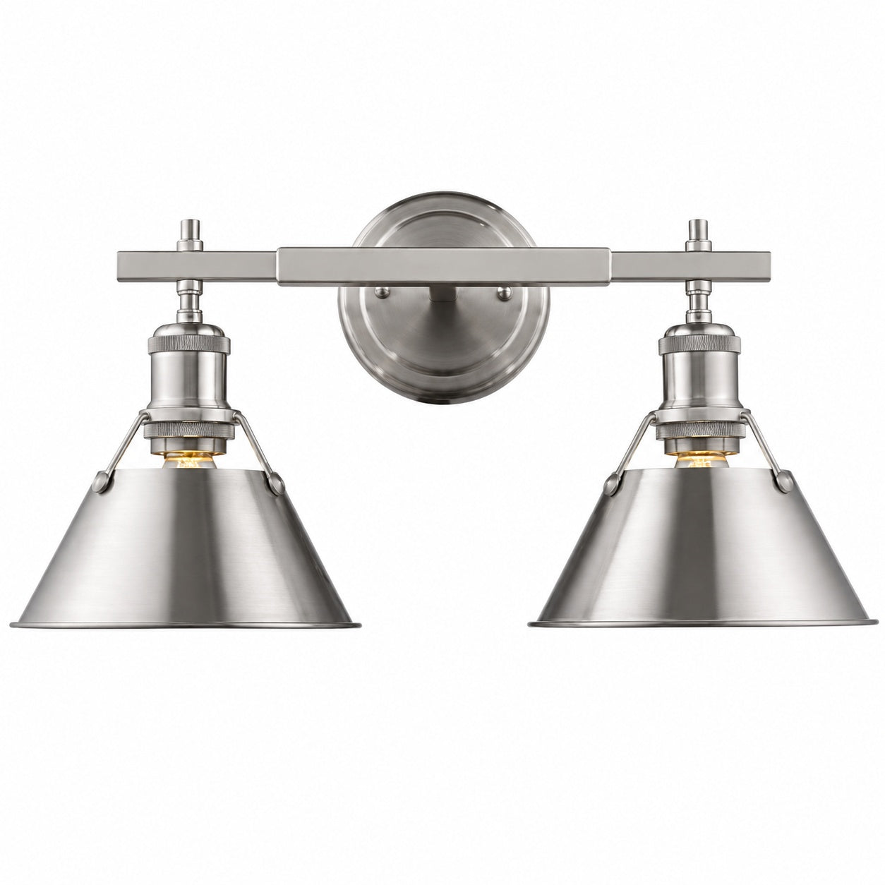 Golden Lighting Orwell PW 2 Light Pewter Bath Light with Pewter Shade