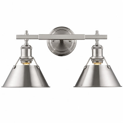 Golden Lighting Orwell PW 2 Light Pewter Bath Light with Pewter Shade
