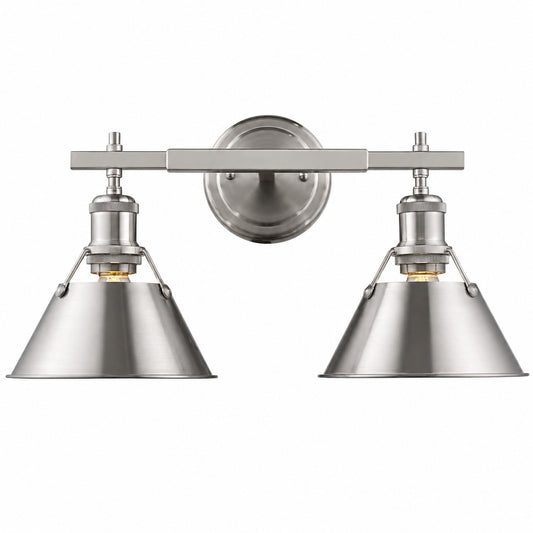 Golden Lighting Orwell PW 2 Light Pewter Bath Light with Pewter Shade