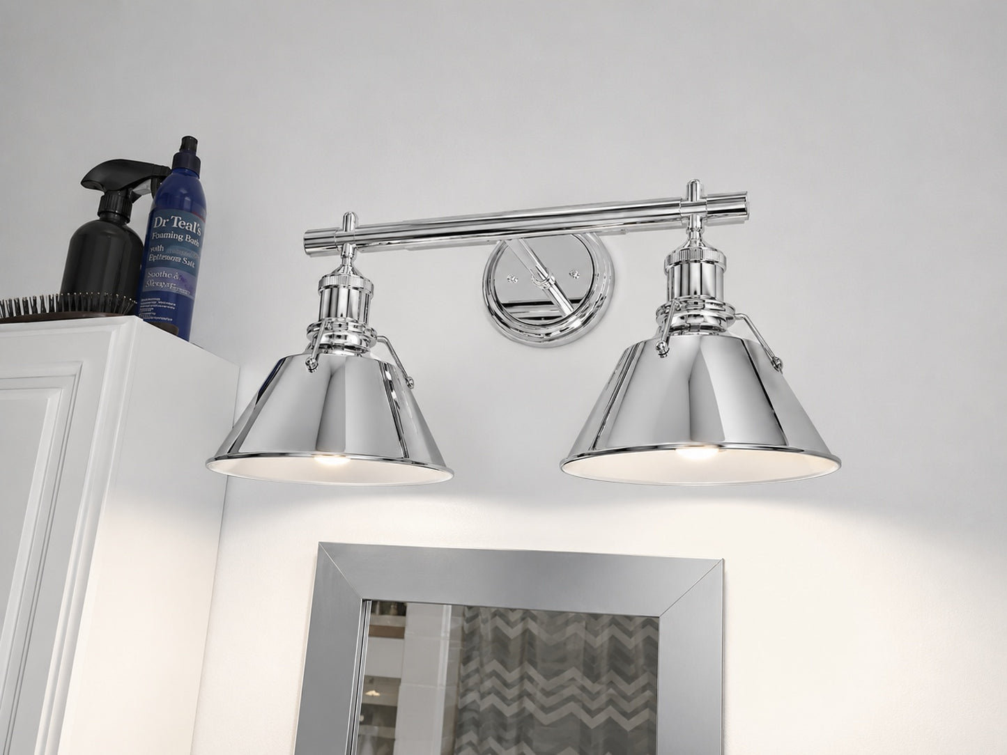Golden Lighting Orwell PW 2 Light Pewter Bath Light with Pewter Shade