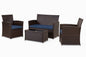 JUSKYS 4-Piece Patio Furniture Set Outdoor Wicker Conversation with Midnight-Blue Cushions and Coffee Table for Apt,Porch,Yard