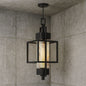 Modern 6W 1 Light 15 in. Black Pendant Light Exterior Hanging Lantern, Indoor Chandelier Fixture with Glass for Porch