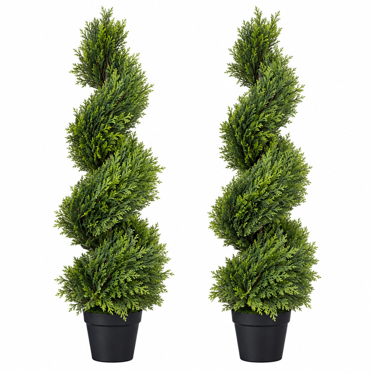 Poetree 3 ft Artificial Cedar Spiral Topiary Tree in Pot 2 Pack HDSSSBSLX90CM 2
