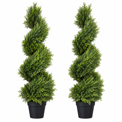 Poetree 3 ft Artificial Cedar Spiral Topiary Tree in Pot 2 Pack HDSSSBSLX90CM 2