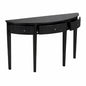 Polibi 51 1 in Black Curved Wood Console Table with Vertical Stripe Drawer Fronts and Four Legs RS