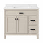 Home Decorators Collection Stanhope 37 in Single Sink Freestanding Even Better Beige Bath Vanity w Crystal White Engineered Stone Top Assembled SNBVT3722DR
