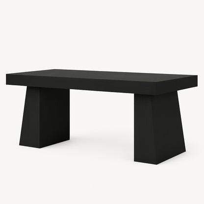 BYBLIGHT Moronia 55 1 in Rectangle Black Wood Executive Desk with Double Trapezoid Base Computer Desk Business Workstation Desk