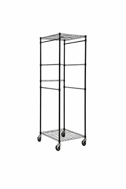 HDX Steel Wire Garage Storage Bin Rack with Casters for 27 Gal Tough Totes in Black 22 in W x 69 in H x 28 in D