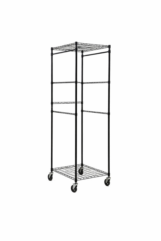 HDX Steel Wire Garage Storage Bin Rack with Casters for 27 Gal Tough Totes in Black 22 in W x 69 in H x 28 in D
