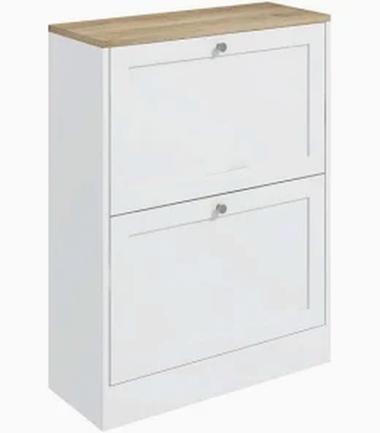 HOMCOM Slim Shoe Cabinet for Entryway Modern Hidden Shoe Storage Cabinet with 2 Flip Drawers and Adjustable Shelves