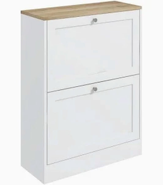 HOMCOM Slim Shoe Cabinet for Entryway Modern Hidden Shoe Storage Cabinet with 2 Flip Drawers and Adjustable Shelves