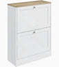 HOMCOM Slim Shoe Cabinet for Entryway Modern Hidden Shoe Storage Cabinet with 2 Flip Drawers and Adjustable Shelves