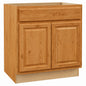 Hampton Bay Hampton 33 in W x 24 in D x 34 5 in H Assembled Sink Base Kitchen Cabinet in Medium Oak KSB33 MO